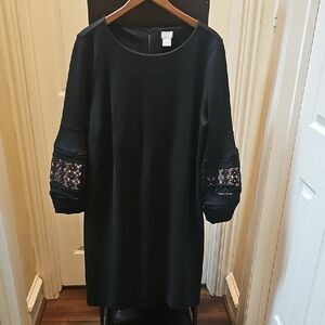 Chico's Black Midi Dress with Lace Sleeves